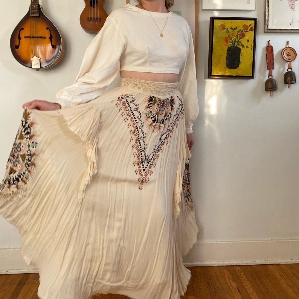 Free people flowy printed maxi skirt